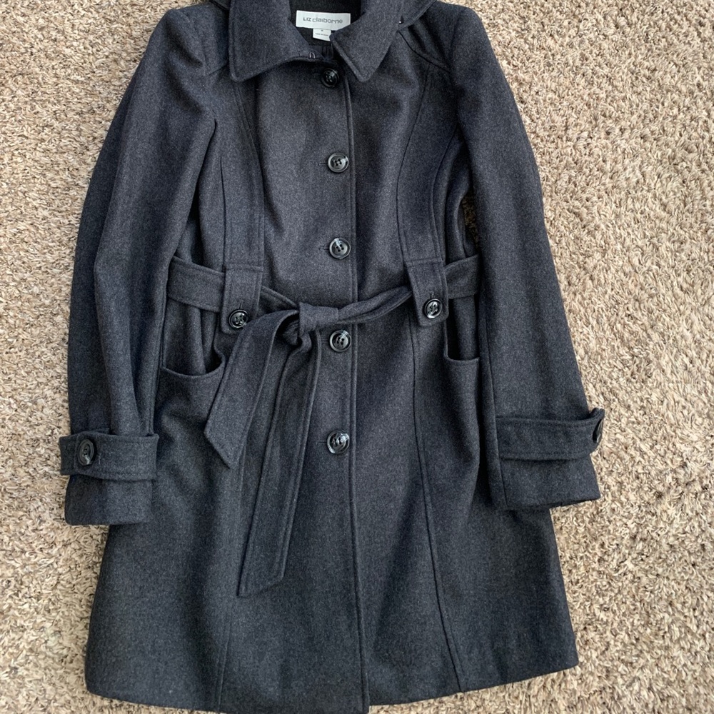 Liz Claiborne Size 8 gray pea coat